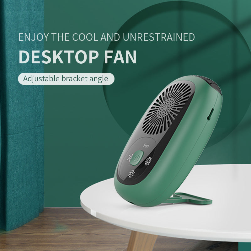 OPHAMAX Portable Mini Fan for Neckhang Handled and Desktop