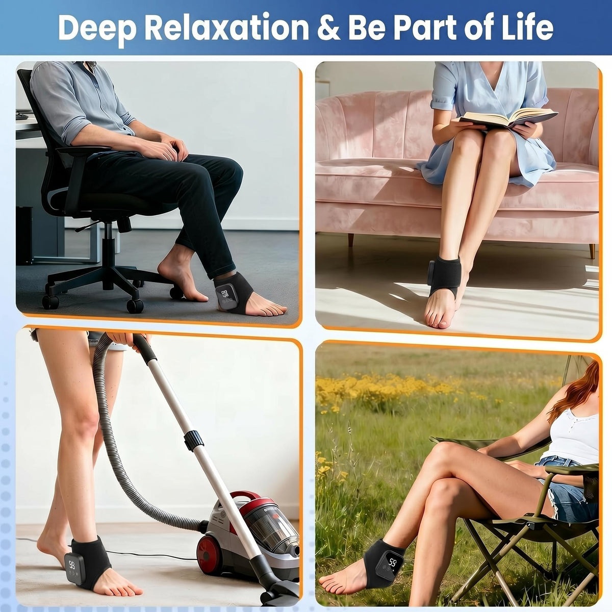 Cordless Foot Massager, Heat & Vibration, Foot & Ankle Wrap, 2-Pack 3 heat levels, 3 vibration intensities, 15-minute timer, cordless, 2000mAh rechargeable battery for foot and ankle
