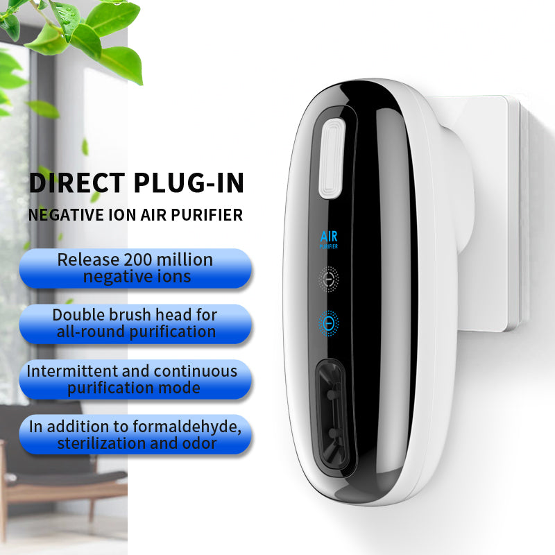 Plug In Air Purifier, Air Ionizers, Ion Generator with 2 gear, Up to 200 Million Anions/Sec, Filterless Quiet for Allergen and Odor Reduction, for Home Kitchen, Bedroom, Bathroom and Pets
