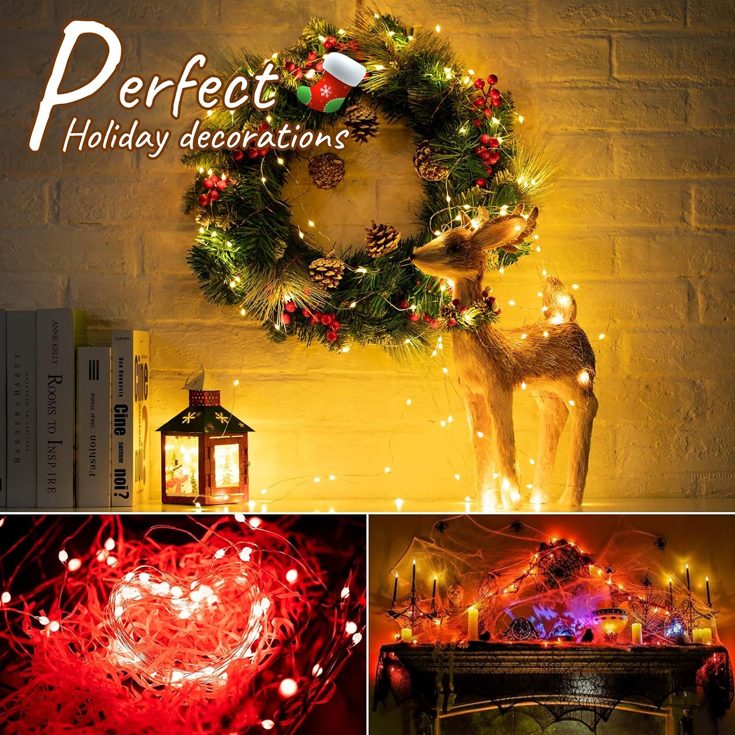 OPHAMAX Color Changing Fairy String Lights - 66 ft 200LED USB Silver Wire Lights with Remote and Timer, Starry Fairy Lights