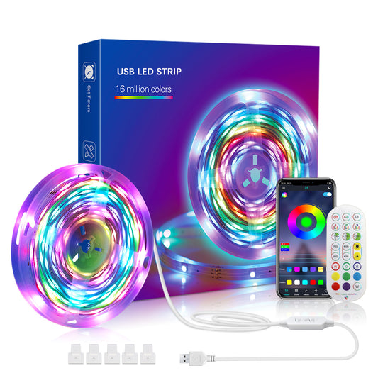 Led Strip Lights, 5V RGB Smart LED Strip Lights, APP & Remote Control, 16 Million Colors, 213 Dynamic Modes, USB Powered Flexible Light Strip for Room, TV, PC Gaming Decoration