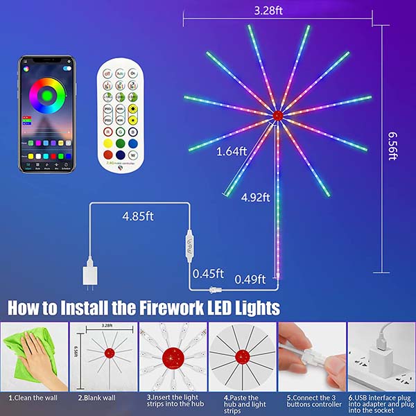 OPHAMAX Firework LED Strip Lights Dream Color Music Sync